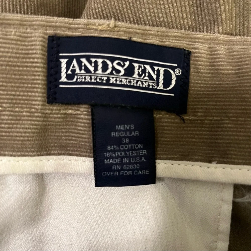 Vintage Lands’ End Corduroy Pants Mens 38 USA Made Pleated Front Brown Trousers